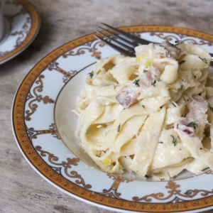 fresh fettuccine pasta.