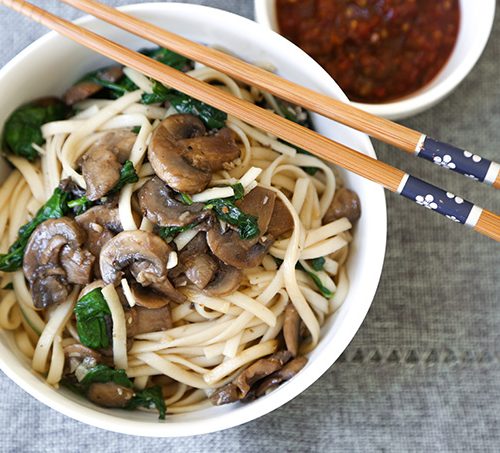 Mushroom Spinach Garlic Noodle- The Little Epicurean