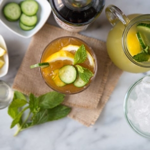 Summer Pimm's Cup with cucumber mint lemonade