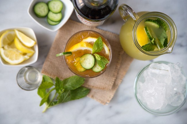 Summer Pimm's Cup with cucumber mint lemonade