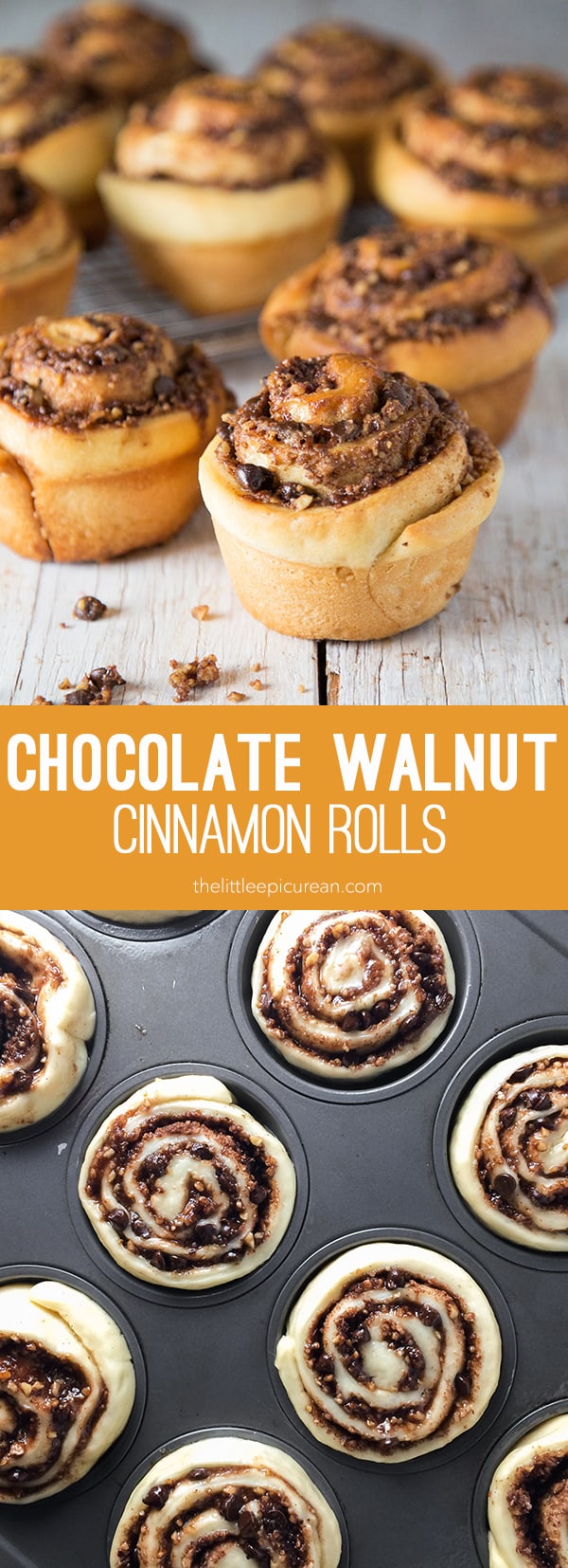 Chocolate Walnut Cinnamon Rolls- The Little Epicurean