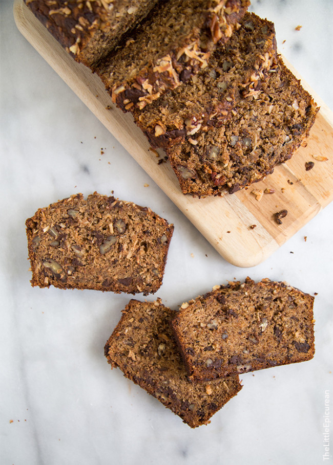 Roasted Banana Bread with coconut-The Little Epicurean