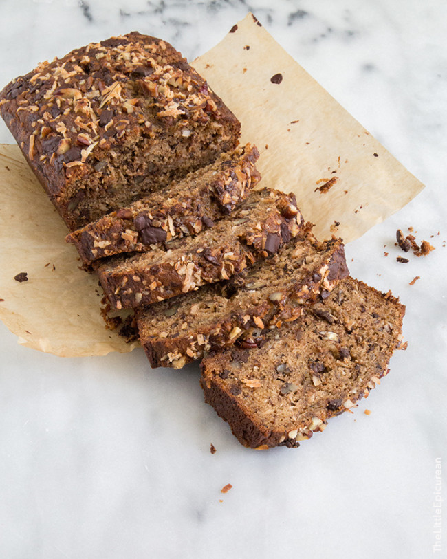 Roasted Banana Bread with coconut-The Little Epicurean