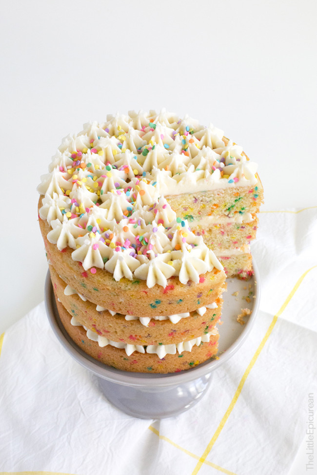 Coconut Confetti Cake with Coconut Buttercream- The Little Epicurean