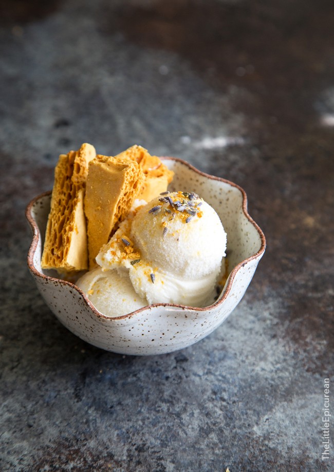 Honey Lavender Ice Cream with Honeycomb Toffee - The Little Epicurean