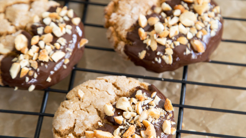 Chocolate Dipped Peanut Butter Crinkle Cookies- The Little Epicurean