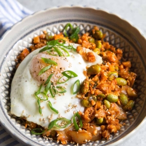 Baked Kimchi Cauliflower Rice