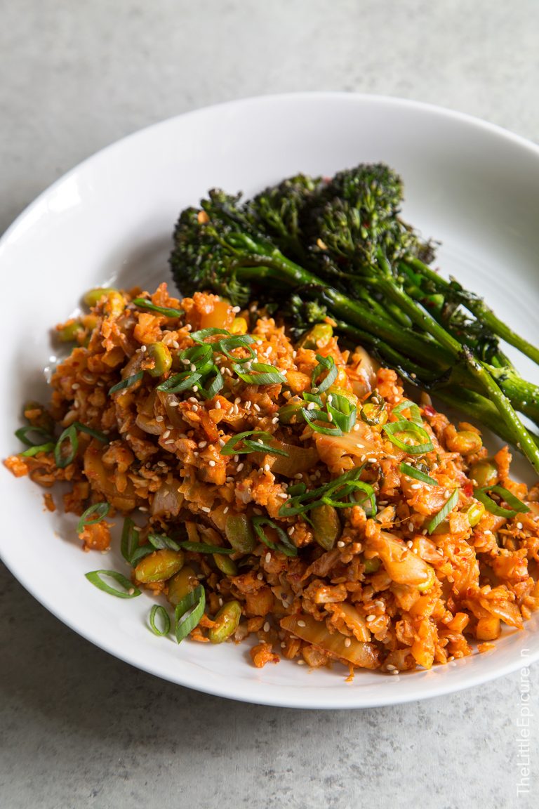 Baked Kimchi Cauliflower Rice- The Little Epicurean