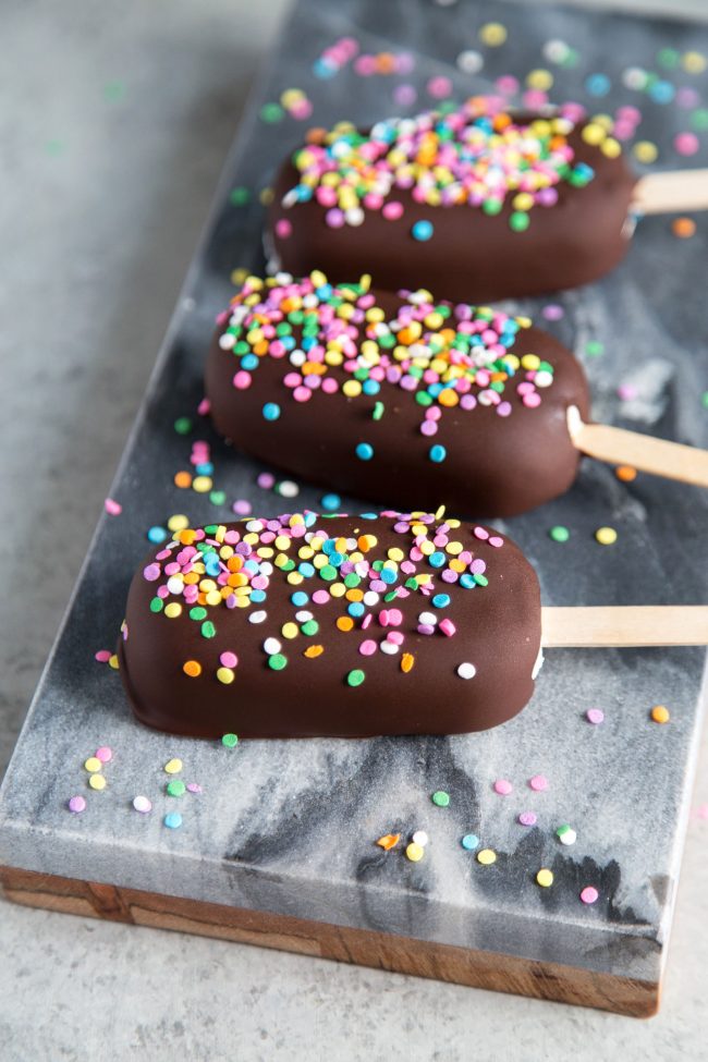 Chocolate Dipped Funfetti Ice Cream Bars- The Little Epicurean