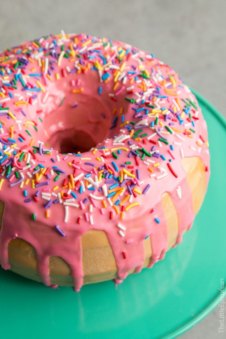 Giant Donut Cake (Homer Simpson Sprinkles Donut)-The Little Epicurean