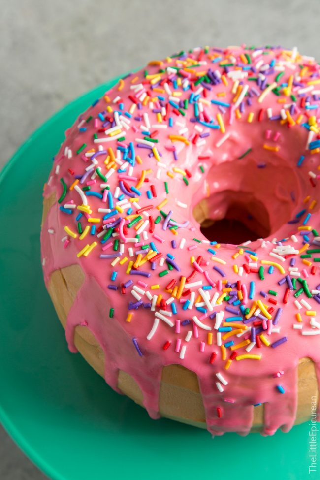 Giant Donut Cake (Homer Simpson Sprinkles Donut)-The Little Epicurean