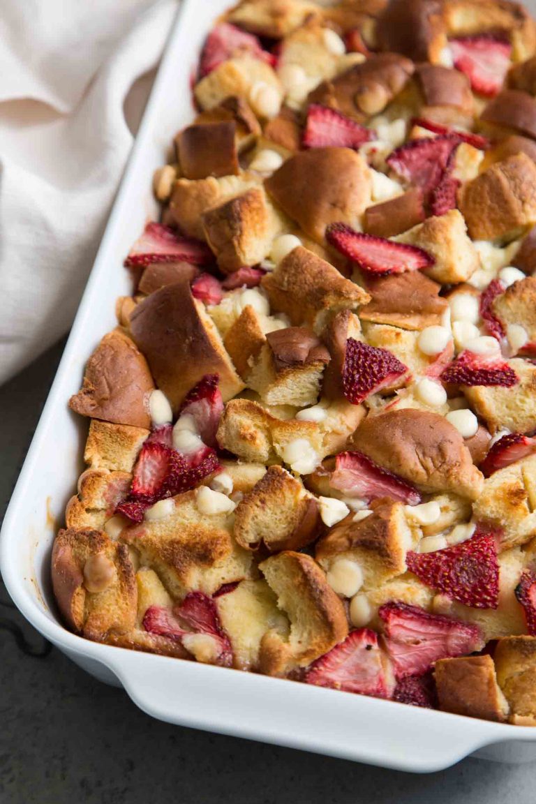 White Chocolate Strawberry Bread Pudding-The Little Epicurean