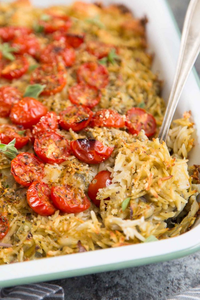 Baked Orzo with Artichokes, Tomato, and Halloumi The Little Epicurean