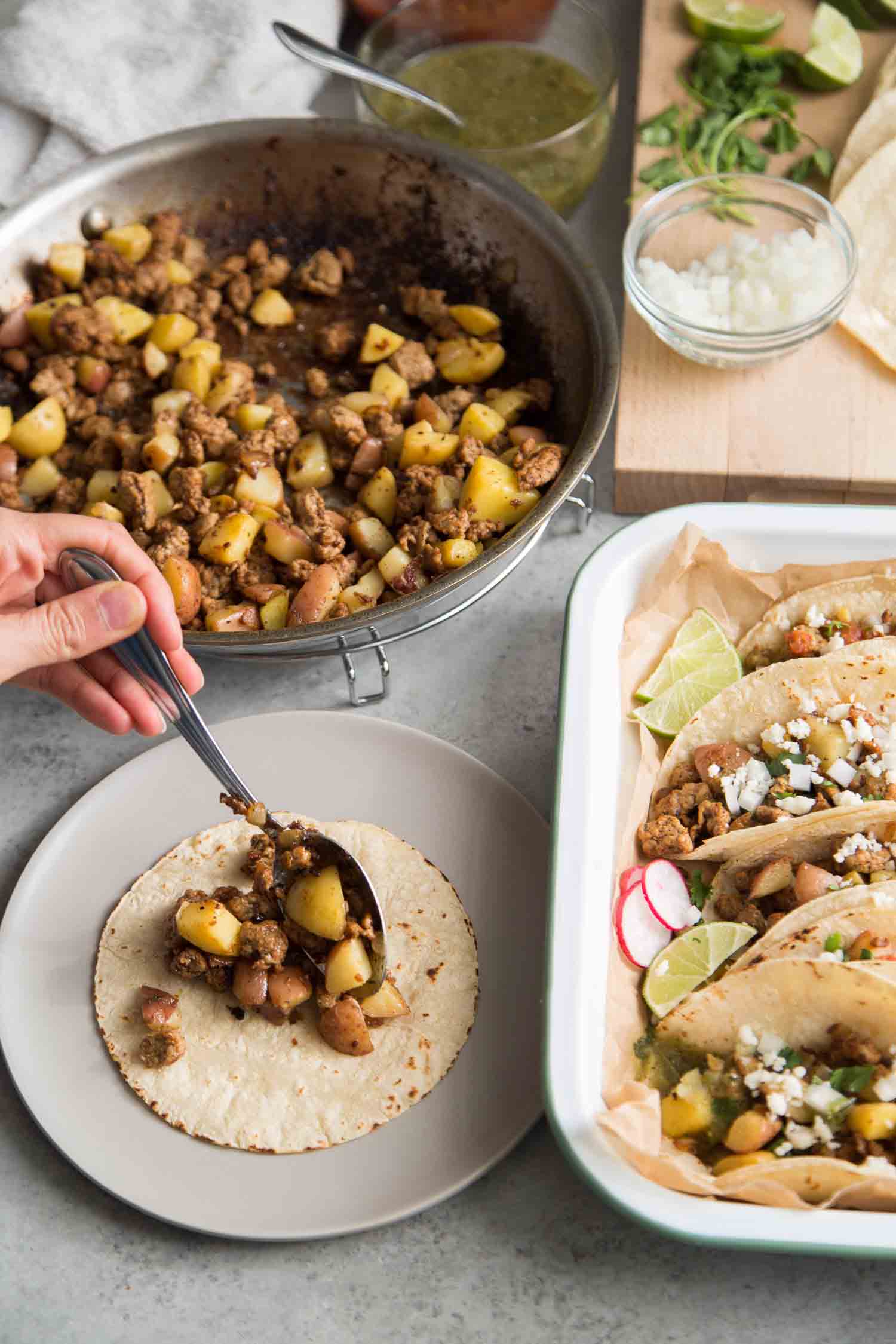 Tacos de pommes de terre au chorizo