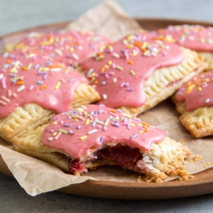 Pink glazed strawberry pop tarts