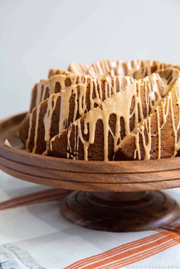 Pumpkin Bundt Cake with spiced glaze drizzle