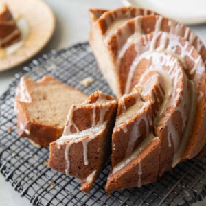 banana bundt cake with brown sugar glaze