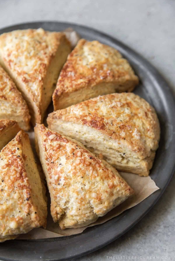 close up of savory cheese scones.