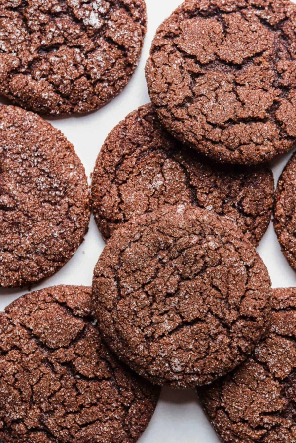 chocolate sugar cookies layered on top of one another.