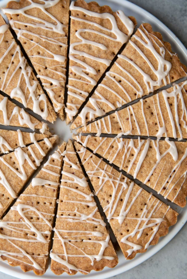 shortbread wedges with drizzling icing.